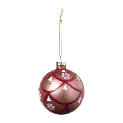 Kerstbal blossom - roze/rood - ø8 cm