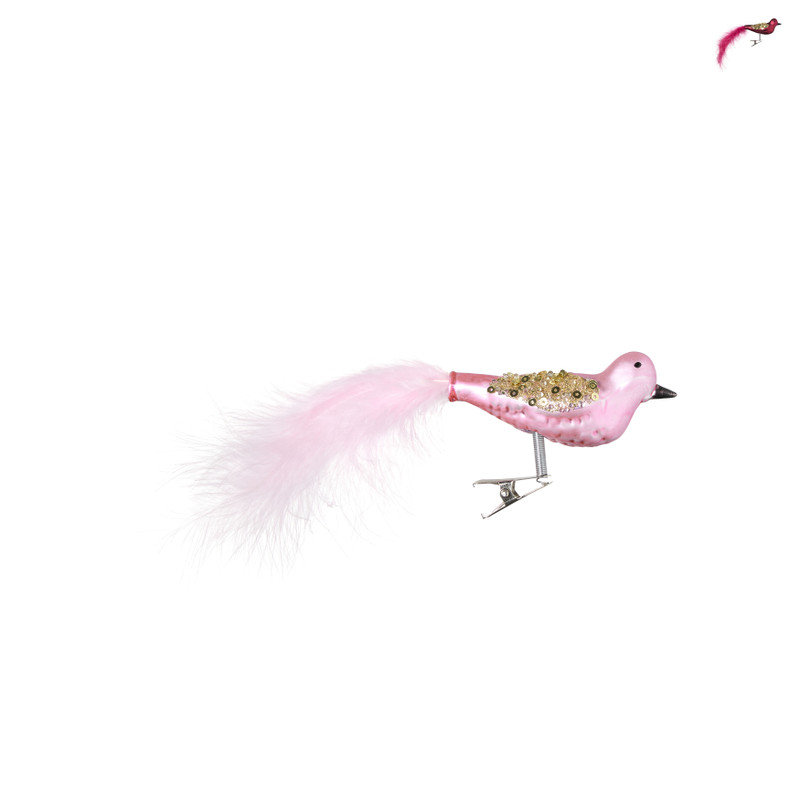 Kerstclip vogel - diverse varianten - 15x4x5 cm 
