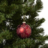 Kerstbal bloem - rood - ø8 cm