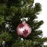 Kerstbal bloem - roze/rood - ø8 cm