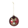 Kerstbal rendier - bordeauxrood - ø8 cm