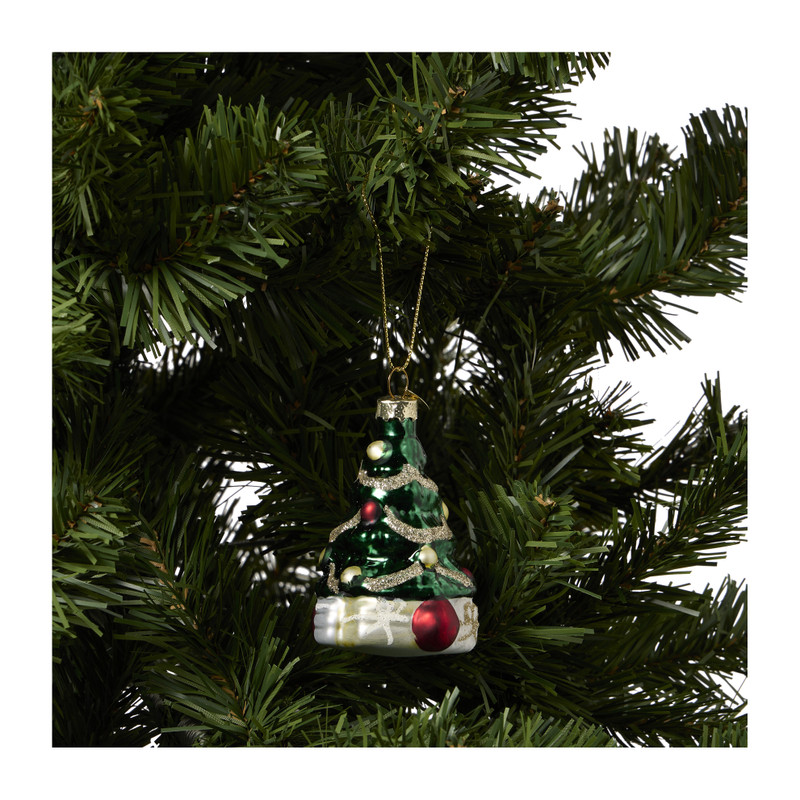 Kersthanger kerstboom - groen - ø6x8 cm