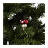 Kerstclip paddenstoel - rood - 4x4x6 cm