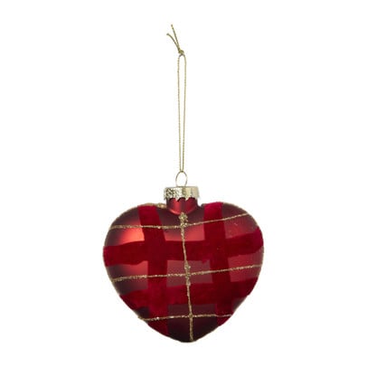 Kersthanger ruiten hart - rood - 9x5x9 cm