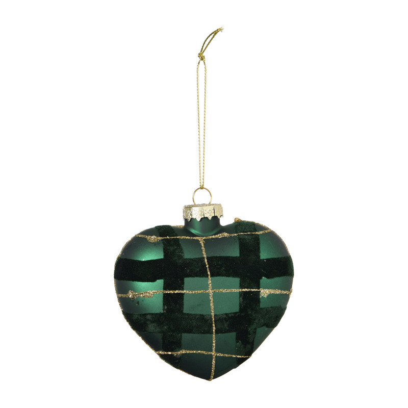Kersthanger ruiten hart - groen - 9x5x9 cm 