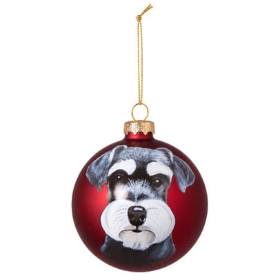 Kerstbal schnauzer - rood - ø8 cm