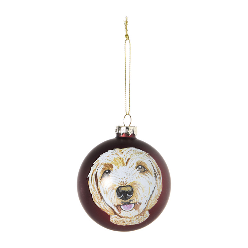 Kerstbal labradoodle - groen - ø8 cm