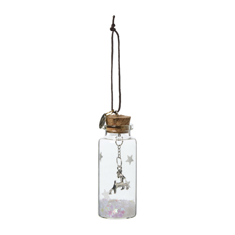 Kersthanger glazen flesje - transparant - 8x5x11 cm