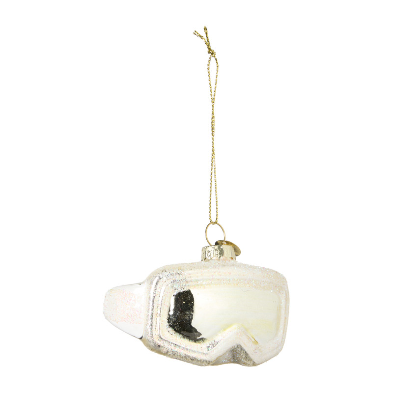 Kersthanger skibril - goudkleurig - 5.3x8.6x4.7 cm