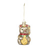 Kersthanger lucky cat - bruin - 6.3x5.8x10.6 cm