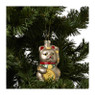 Kersthanger lucky cat - bruin - 6.3x5.8x10.6 cm