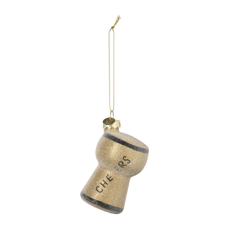 Kersthanger champagnekurk - bruin - 5.2x5x8.2 cm