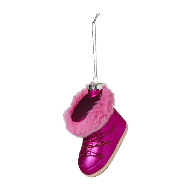 Kersthanger snowboot - roze - 11x4.8x8.3 cm