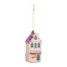 Kersthanger huisje - roze - ø4x8.6 cm