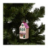 Kersthanger huisje - roze - ø4x8.6 cm