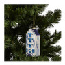 Kersthanger huisje blauw/wit - wit/blauw - 4.5x4.6x11.6 cm