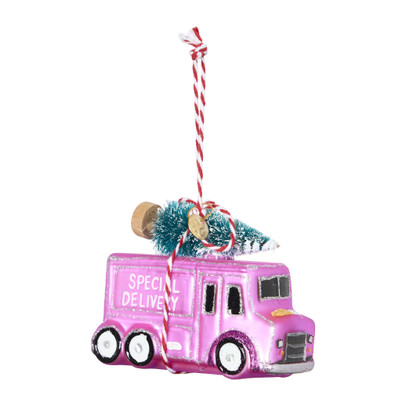 Kersthanger bus roze - roze - 9.9x4.2x7.2 cm
