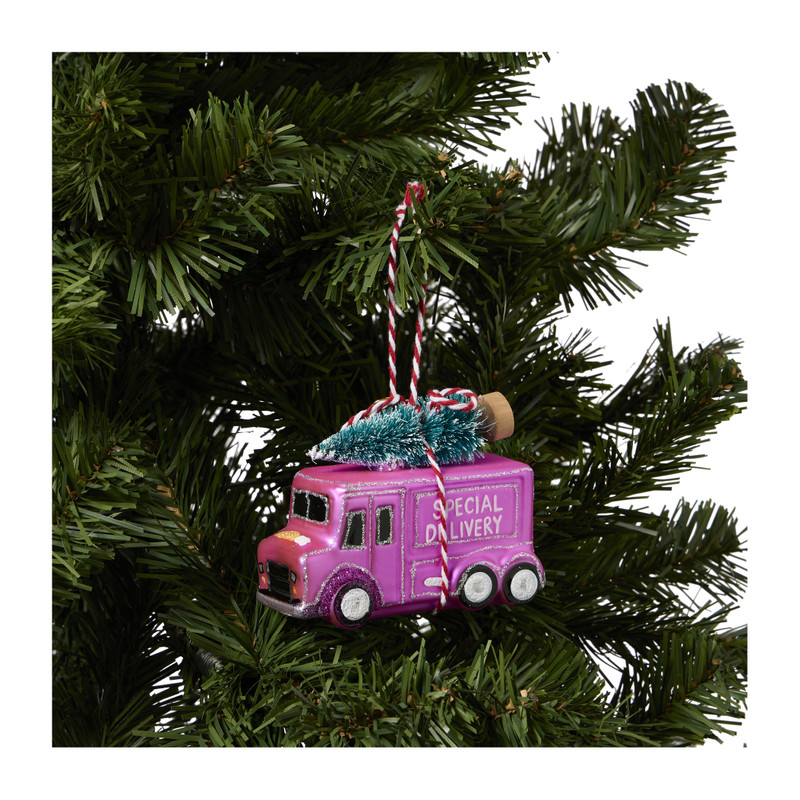 Kersthanger bus roze - roze - 9.9x4.2x7.2 cm