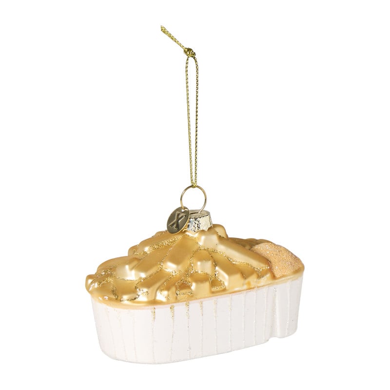 Kersthanger frietbakje - goudkleurig - 8.8x5.5x5.5 cm