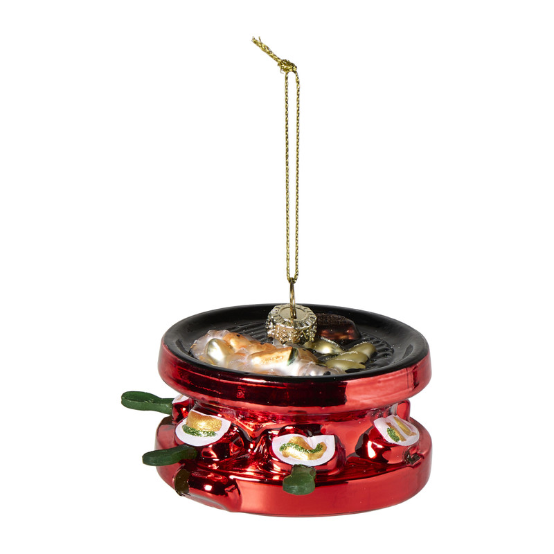 Kersthanger gourmetstel - zwart/rood - ø10x4.5 cm