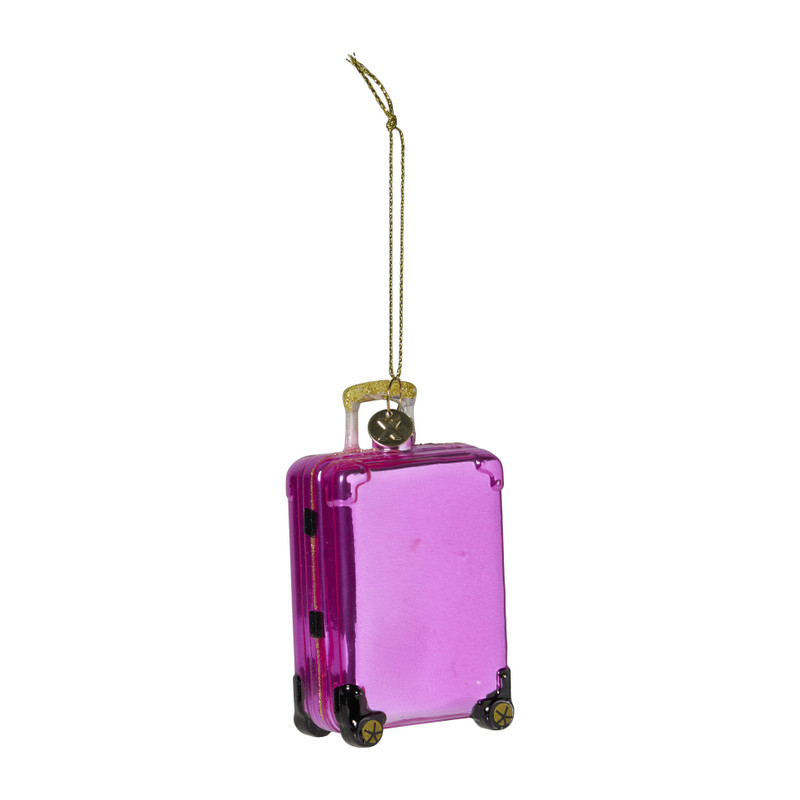Kersthanger koffer - roze - 6.5x3.5x9.5 cm