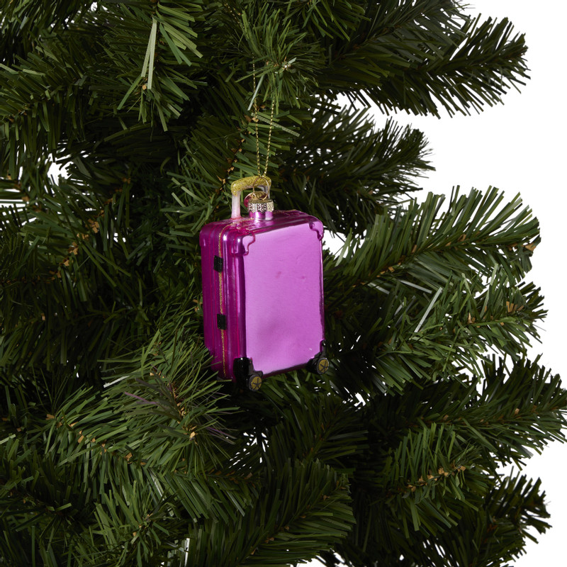 Kersthanger koffer - roze - 6.5x3.5x9.5 cm