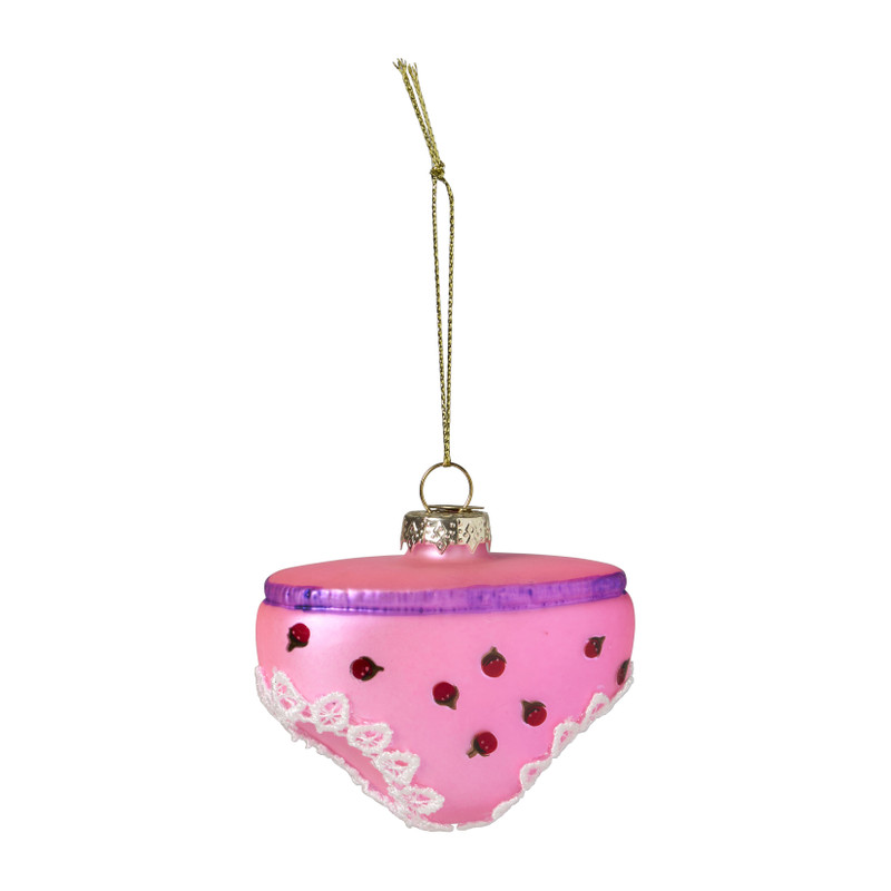 Kersthanger slip - roze - 8.2x4x6 cm