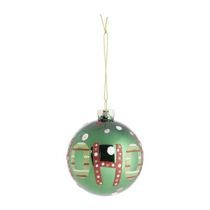 Kerstbal hohoho - groen - 8 cm