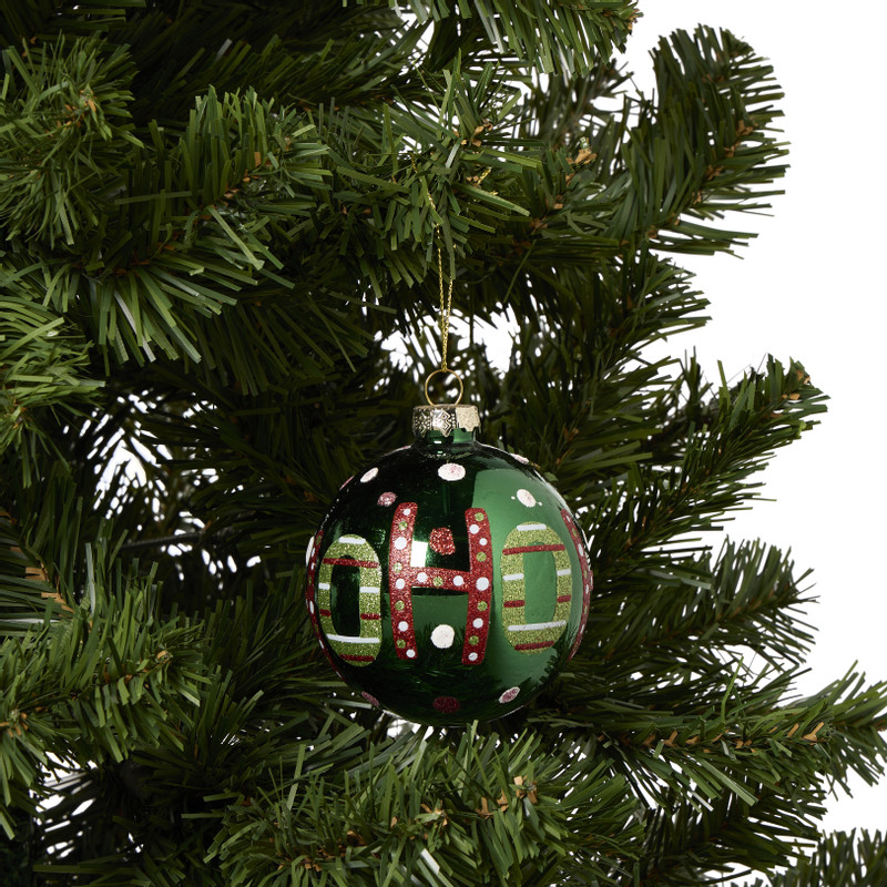 Kerstbal hohoho - groen - 8 cm