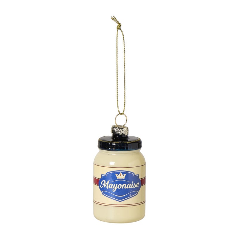 Kersthanger mayonaise pot - wit - ø4.2x6.8 cm
