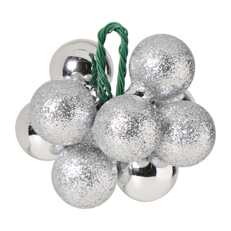 Kerstballetjes draad - zilverkleurig - ø2.5 cm