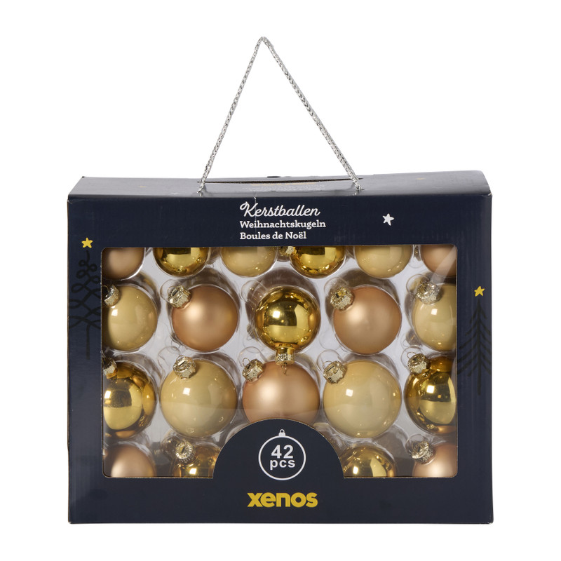 Kerstballen giftbox mix - goudkleurig - ø7 cm