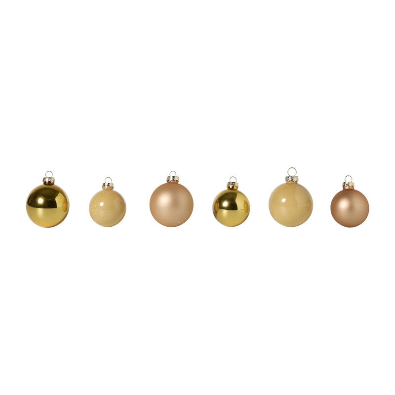 Kerstballen giftbox mix - goudkleurig - ø7 cm