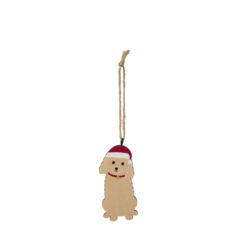 Kersthanger hond van hout - 20x6x30 cm - diverse varianten