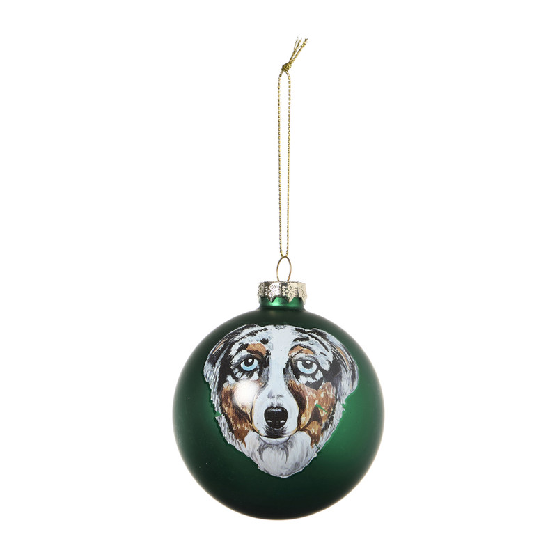 Kerstbal Australian shepherd - groen - ø8 cm