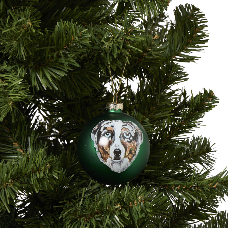 Kerstbal Australian shepherd - groen - ø8 cm