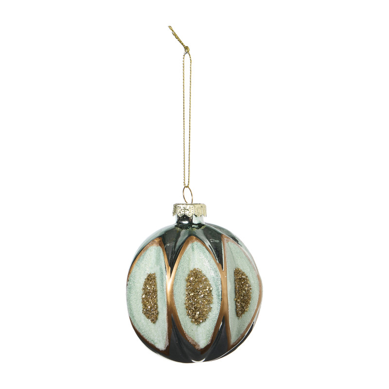Kerstbal mint glitters - groen - ø8 cm