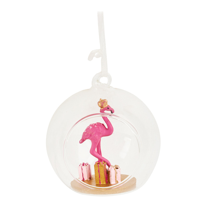 Kerstbal flamingo - ⌀8 cm 
