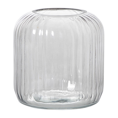 Windlicht ribbel middel - grijs - ø17.7x17.7 cm