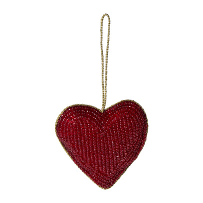 Kersthanger hart kraaltjes - rood - 8x8 cm