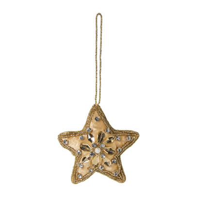 Kersthanger ster kraaltjes - goudkleurig - 10x10 cm