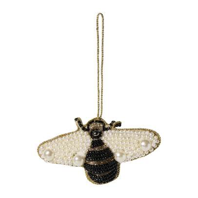 Kersthanger bij kraaltjes - zwart - 12x6 cm