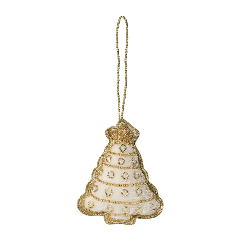 Kersthanger kerstboompje - wit - 9x7.5 cm