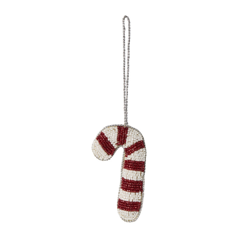 Kersthanger candycane kraaltje - rood - 9x5 cm