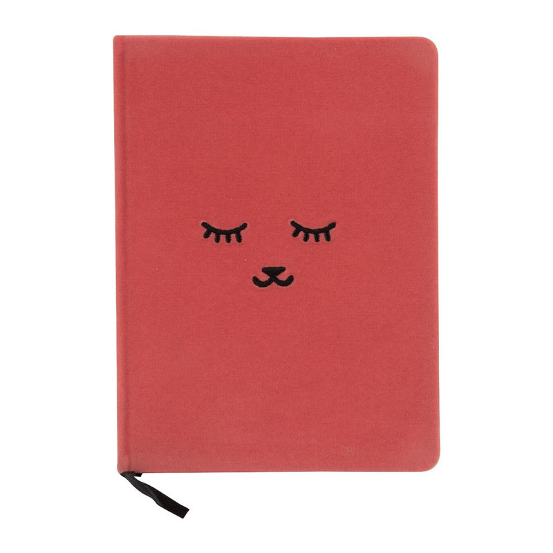 Notitieboekje velvet oogjes -  21 x 15 cm - roze