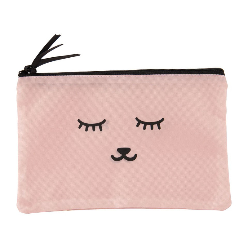 Etui met oogjes - 15 x 23 cm -  roze