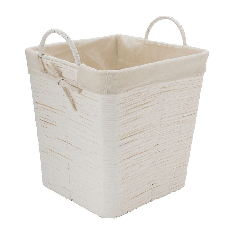 Wasmand Batavia met voering - wit - 30x30x32 cm