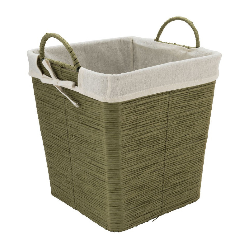Wasmand Batavia met voering - groen - 30x30x32 cm