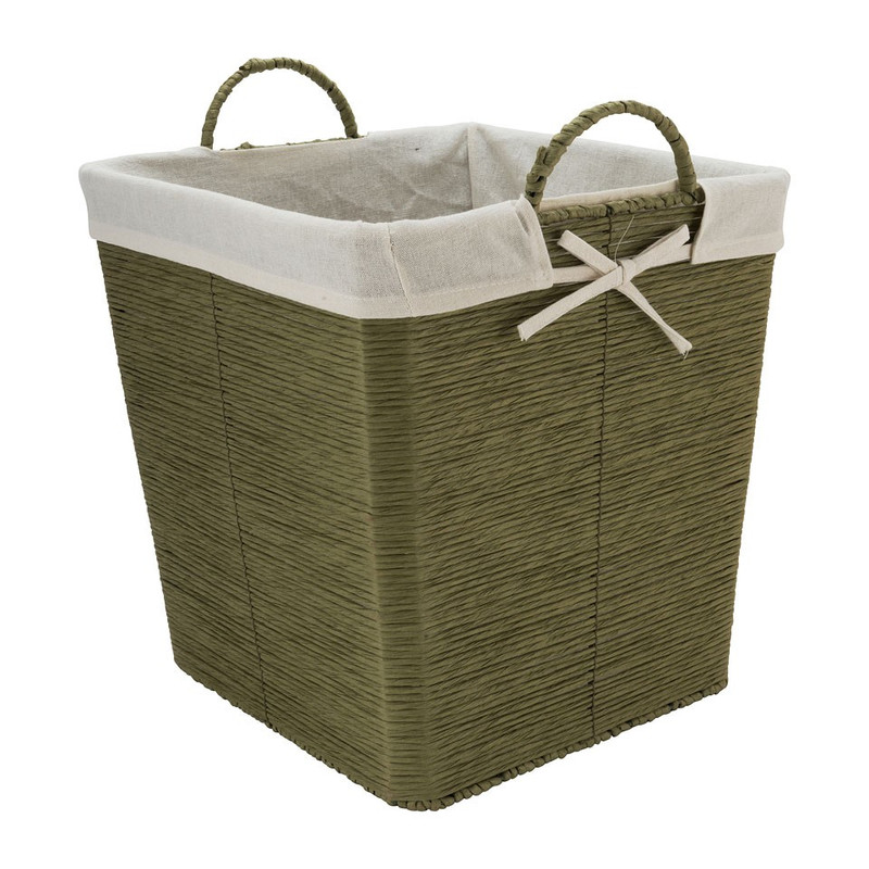 Wasmand Batavia met voering - groen - 35x35x36 cm