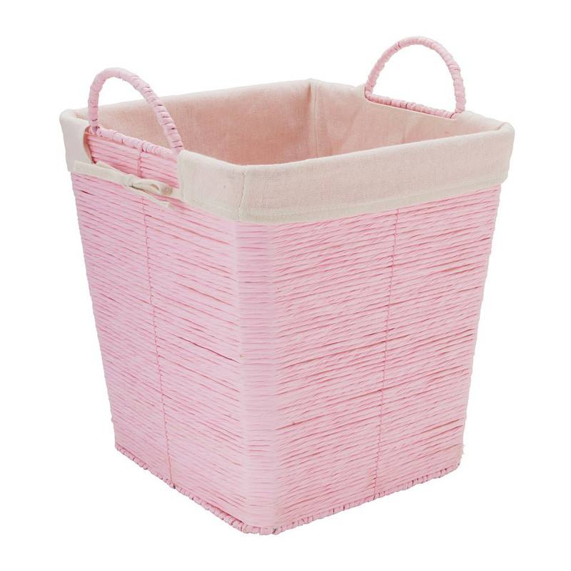 Wasmand Batavia met voering - roze - 30x30x32 cm